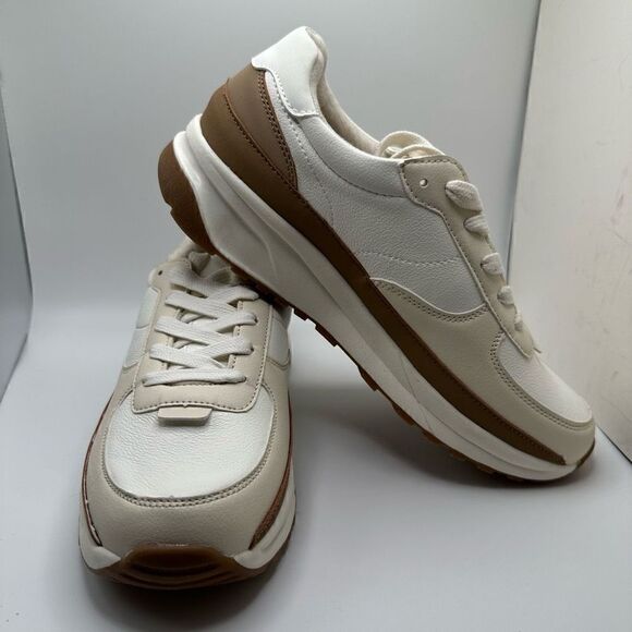 CUSHIONAIRE Women's lace up Sneaker +Comfort Foam 9 WHITE/TAN - Picture 6 of 7